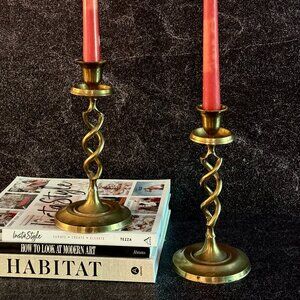 Vintage Brass Barley Twist Candlesticks